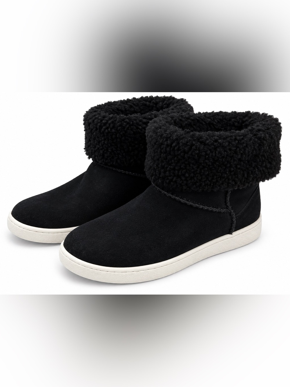 UGG Black Fold-Over Sherpa Collar Ankle Boots